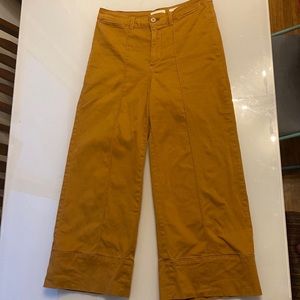 Khaki mustard yellow wide, leg pants Chino size 2